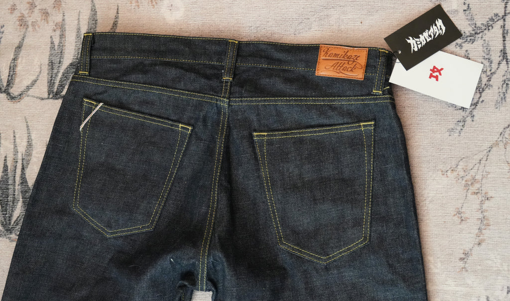 Kamikaze Attack “Mach Kamikaze” 14.21oz Zimbabwe Cotton Selvedge Jeans – Slim Straight, One-Wash