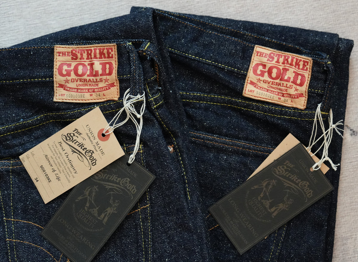 The Strike Gold “Keep Earth” 17oz Natural Indigo Selvedge Jeans – Classic Straight, One-Wash